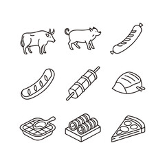 food icon set illustration of various meals and snacks