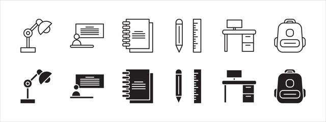 Education set of web icons in line style. study, school, university, webinar, online education. Vector illustration