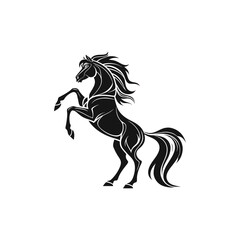 Obraz premium Majestic Rearing Horse Silhouette Vector Design