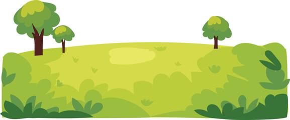 Bright yellow meadow with trees minimal art