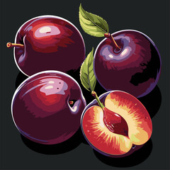 very tempting plum fruit vector