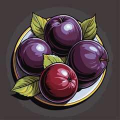 very tempting plum fruit vector