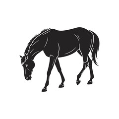 Grazing Horse Silhouette Vector Illustration