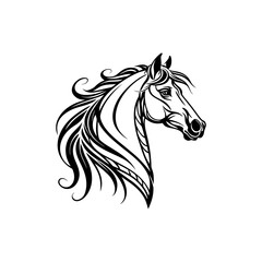 Elegant Horse Head Line Art Illustration