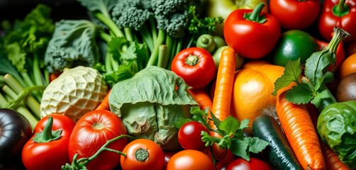 Vibrant, assorted fresh vegetables, close-up studio shot,  vitamins,  produce