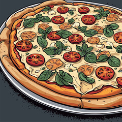 very delicious pizza food vector