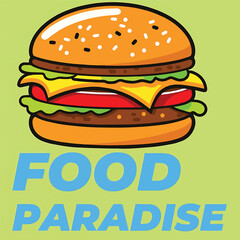 A vector illustration of a delicious cheeseburger and fries with beef, cheese, lettuce, and tomato on a sesame bun, great for fast food menus