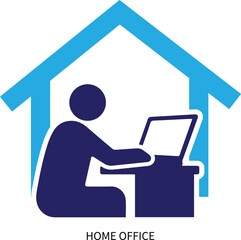 Flat vector illustration of a modern home office workspace with a desk, computer, and chair. Perfect for remote work, freelance, productivity, business, and office design projects.