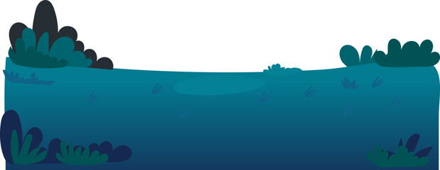 Hills and pine trees under sunset pink sky