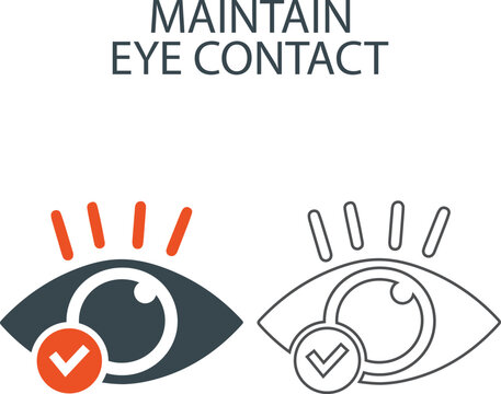 Maintain eye contact with Line art icons. Pay attention, maintain eye contact, use empathy, and share relevant icons. Solid icon collection.
