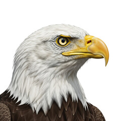 Fototapeta premium Majestic bald eagle head portrait isolated on transparent background