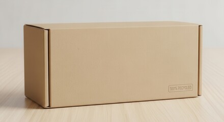Isolated 100% Recycled Cardboard Box Illustration: Environmentally friendly shipping and packaging solution with ample copy space for branding.