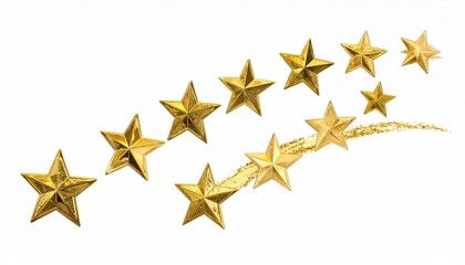 Golden Starry Trail on White Background - Celestial Beauty Celebration and Achievement Concept.