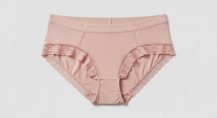 Elegant and comfortable women's nude full-coverage panties with delicate lace trim, perfect for everyday wear, isolated on a clean white background for e-commerce product display.