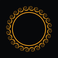 Orange Swirl Circle Frame Decorative Element on Black Background vector