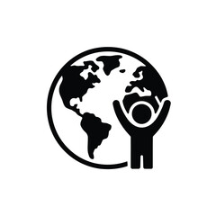Stylized silhouette of a person holding up the earth globe