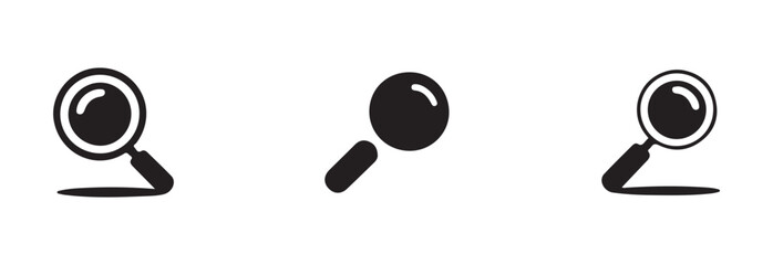 Zoom icon set, magnifying glass loupe, search interface, magnifying glass web design, vector illustration EPS 10.