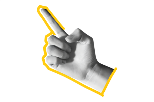 black and white hand gesture point to click isolated on white background png, ai generated.