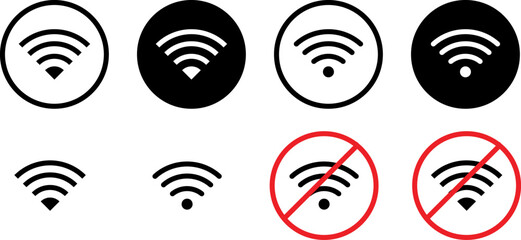 Collection of wifi signal icons in various states and colors