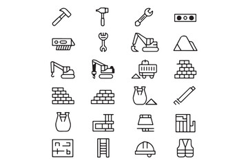 Construction and Building Line Icons Collection