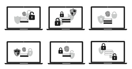 security alert sign on laptop flat design