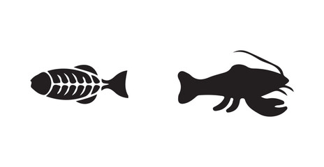 Fish icons set, fish logo vector icon, ocean symbol or logo, food sign collection, vector illustration EPS 10.