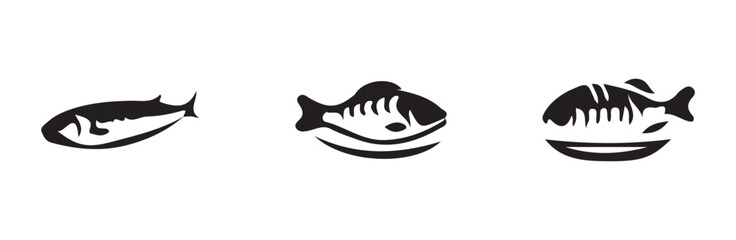 Fish icons set, fish logo vector icon, ocean symbol or logo, food sign collection, vector illustration EPS 10.