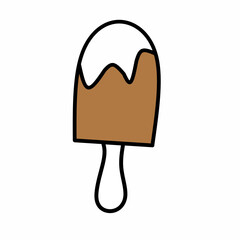 Isolated cartoon chocolate ice cream vector icon illustration design on a sweet dessert background