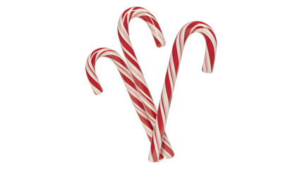 Three candy canes isolated on transparent background
