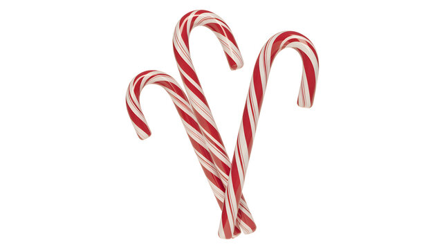 Three candy canes isolated on transparent background - Powered by Adobe