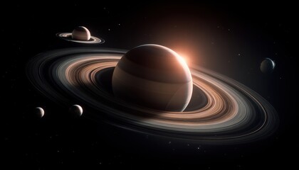 Beautiful Images Of Saturn'S Planets In The Vastness Of Deep Space, Encircled By Rings And Moons, All Against A White Background With Clipping Path.