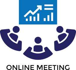 online meeting or video conference with people communicating remotely. Perfect for remote work, business, teamwork, and digital communication design projects.