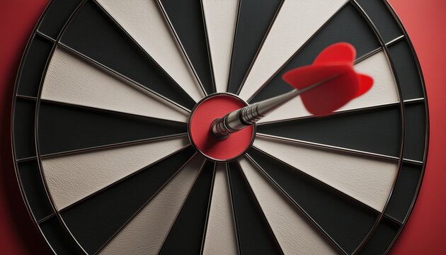 Target Marketing: Dartboard Hit By Arrow In The Bullseye. Perfect For Advertising And Promotional Purposes, Ideal For Reaching Your Audience.
