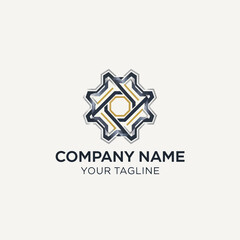 Abstract Geometric Logo Design with Interlocking Shapes and Modern Aesthetic.