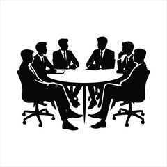 Meeting group discussion vector silhouette outline logo design concept illustration