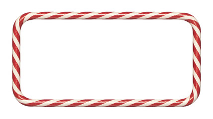 Rectangular candy cane frame isolated on transparent background
