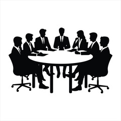 Meeting group discussion vector silhouette outline logo design concept illustration