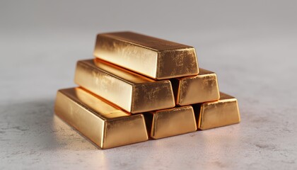 Golden Bars Piled Up: Exploring The World Of Financial Security With Precious Metal Investments. Discover The Beauty Of Stacking Gold Bars.