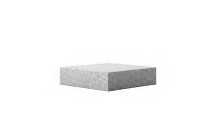 Minimalist light gray stone cube isolated on black background studio shot