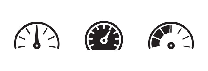 Speedometer icon set, automotive symbols collection,  fast speed, Internet speed, gauge, dashboard, indicator, tachometer, scale, rating meter signs, vector illustration EPS 10.
