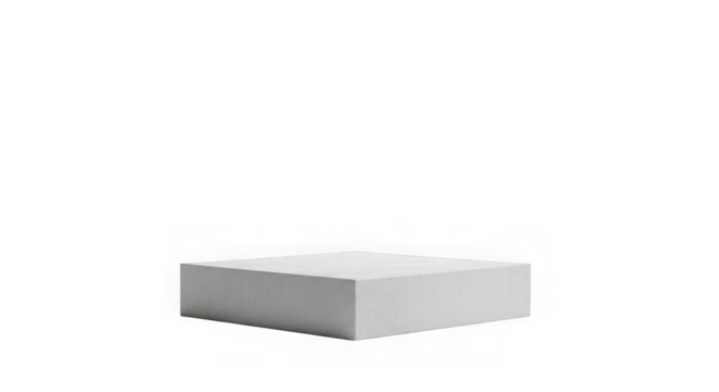 Minimalist white cube on a black background studio shot