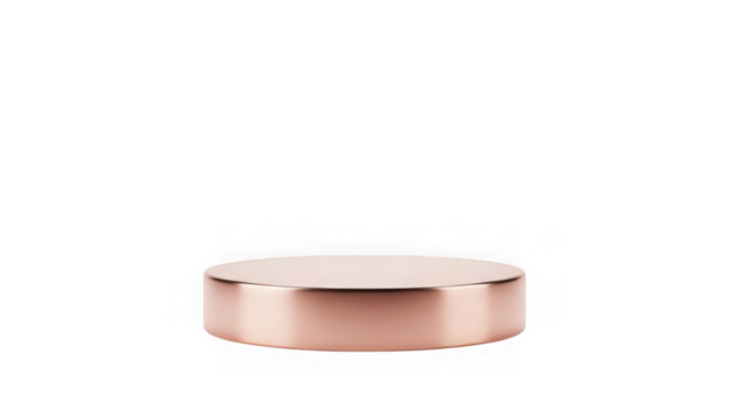 Rose gold round cosmetic container lid on black background