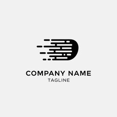 Dynamic black comet logo with speed lines for fast delivery service.