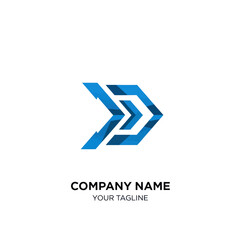 Abstract Blue Arrow Logo Design with Geometric Shapes and Modern Style.