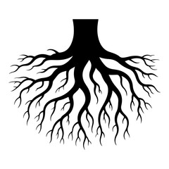 Silhouette of a root system for design use