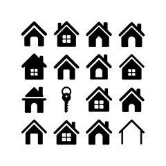 Collection of house icons for real estate theme