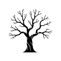 Silhouette of a bare tree, vector illustration