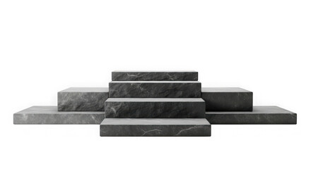 Stone steps pedestal display against black background