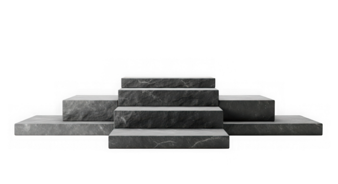 Stone steps pedestal display against black background