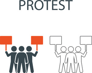 Fototapeta premium Protest Line art icons. Containing protest, activism, demonstration, strike, advocacy, petition, vector icons collection.